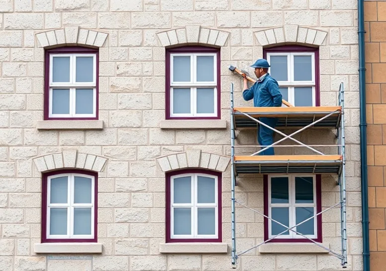 Ravalement de façade en pierre, nettoyage et application d'enduit