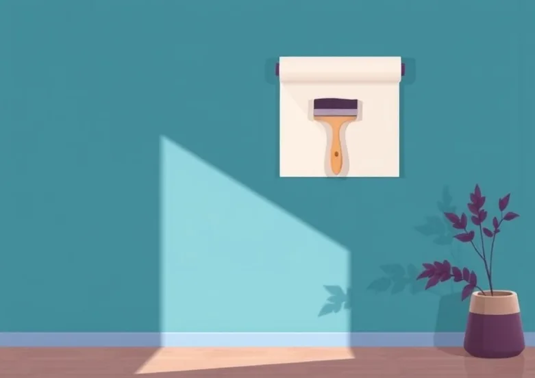 Pose de papier peint, rouleau et brosse à maroufler
